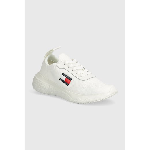 Tommy Jeans sneakersy TJW KNIT RUNNER kolor biały EN0EN02564 ze sklepu ANSWEAR.com w kategorii Buty sportowe damskie - zdjęcie 172180684