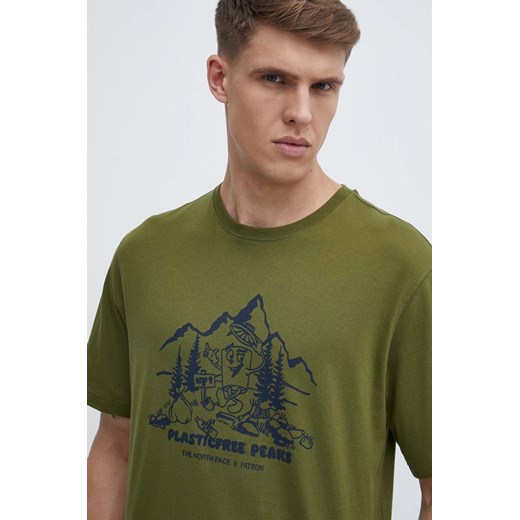 The North Face t-shirt bawełniany męski kolor zielony z nadrukiem NF0A87DXPIB1 ze sklepu ANSWEAR.com w kategorii T-shirty męskie - zdjęcie 172181234