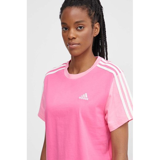adidas t-shirt bawełniany damski kolor różowy IS1574 ze sklepu ANSWEAR.com w kategorii Bluzki damskie - zdjęcie 172181440