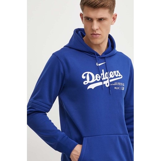 Nike bluza Los Angeles Dodgers męska kolor fioletowy z kapturem z nadrukiem ze sklepu ANSWEAR.com w kategorii Bluzy męskie - zdjęcie 172181474