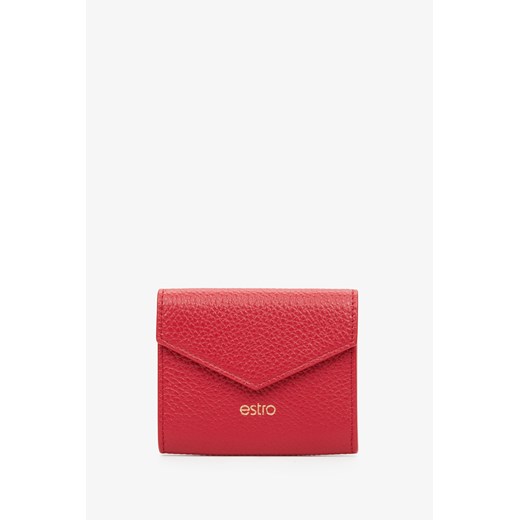Estro: Mały czerwony portfel damski z włoskiej skóry naturalnej ze sklepu Estro w kategorii Portfele damskie - zdjęcie 172181851