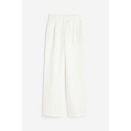 H & M - Szerokie spodnie z domieszką lnu - Biały ze sklepu H&M w kategorii Spodnie damskie - zdjęcie 172183460