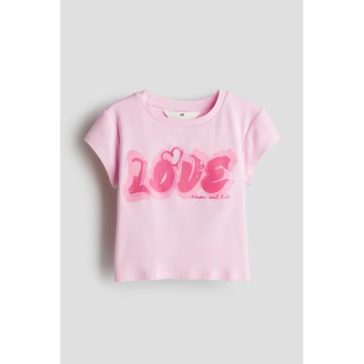 H & M - T-shirt w prążki - Różowy ze sklepu H&M w kategorii Bluzki dziewczęce - zdjęcie 172183510