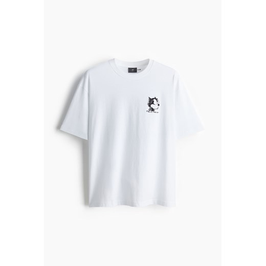 H & M - T-shirt Loose Fit - Biały ze sklepu H&M w kategorii Bluzki damskie - zdjęcie 172183533