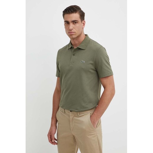 Lacoste polo męski kolor zielony gładki ze sklepu PRM w kategorii T-shirty męskie - zdjęcie 172185002