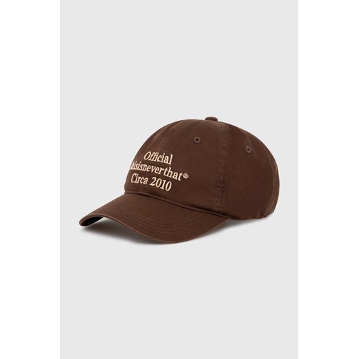 thisisneverthat czapka z daszkiem bawełniana Times Cap kolor brązowy z aplikacją TN240WHWBC04 ze sklepu PRM w kategorii Czapki z daszkiem męskie - zdjęcie 172185090