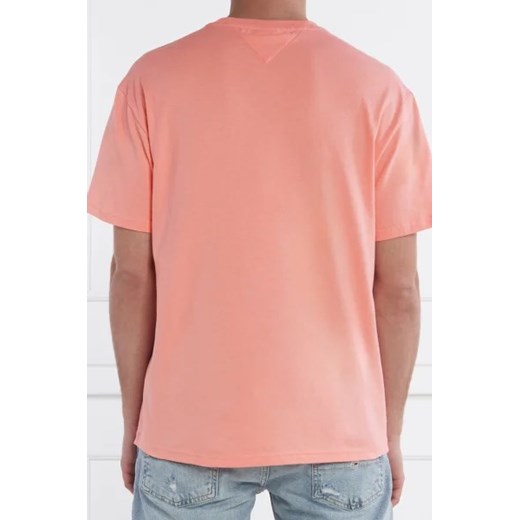 T-shirt męski Tommy Jeans różowy bawełniany 