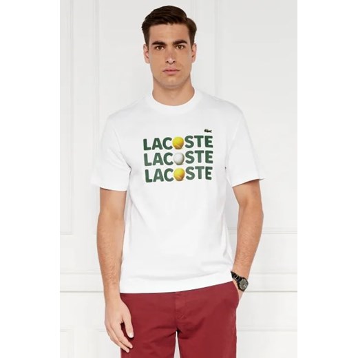 T-shirt męski Lacoste z napisami z krótkim rękawem 