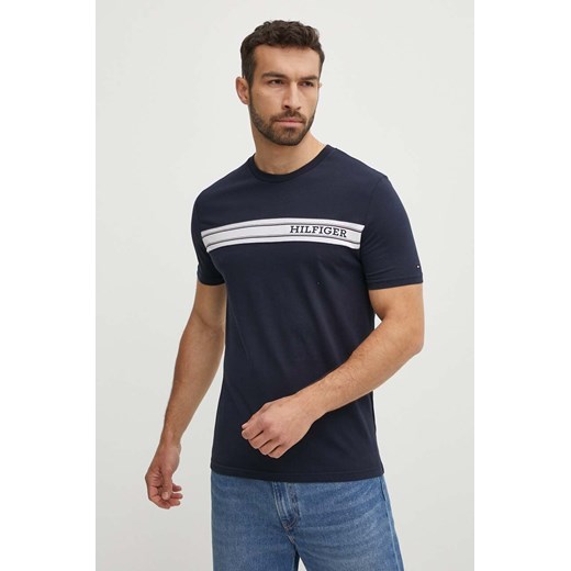 Tommy Hilfiger t-shirt bawełniany męski kolor granatowy z aplikacją UM0UM03196 ze sklepu ANSWEAR.com w kategorii T-shirty męskie - zdjęcie 172188270