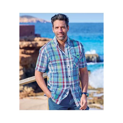 Koszula w kratę o gofrowanym wyglądzie Mykonos Atlas For Men dostępne inne rozmiary promocyjna cena Atlas For Men