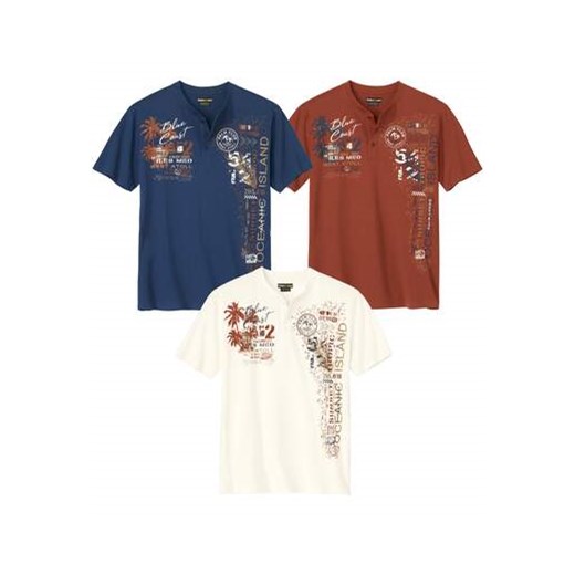 Zestaw 3 koszulek z dekoltem z guzikami ze sklepu Atlas For Men w kategorii T-shirty męskie - zdjęcie 172189761