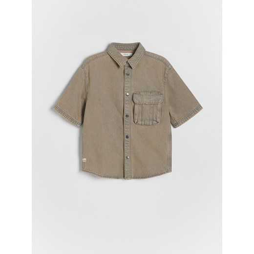 Reserved - Jeansowa koszula oversize - szary ze sklepu Reserved w kategorii Koszule chłopięce - zdjęcie 172190230