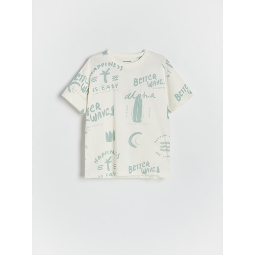 Reserved - T-shirt z nadrukiem - złamana biel ze sklepu Reserved w kategorii T-shirty chłopięce - zdjęcie 172190233