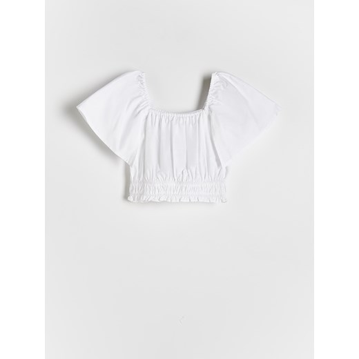 Reserved - Gładka bluzka z bufkami - biały ze sklepu Reserved w kategorii Bluzki dziewczęce - zdjęcie 172190311