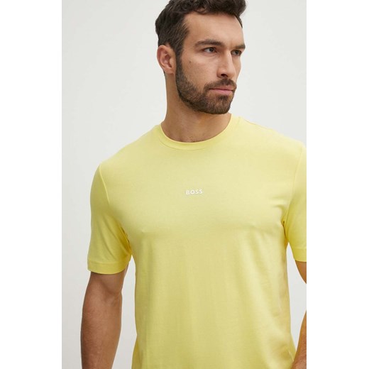 BOSS t-shirt BOSS ORANGE męski kolor żółty gładki 50473278 ze sklepu ANSWEAR.com w kategorii T-shirty męskie - zdjęcie 172192021