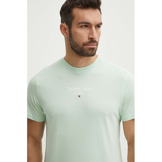 Tommy Jeans t-shirt bawełniany męski kolor zielony z nadrukiem DM0DM18569 ze sklepu ANSWEAR.com w kategorii T-shirty męskie - zdjęcie 172192142