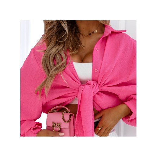 Różowa zapinana koszula z szerokimi rękawami Michelle - różowy Pakuten uniwersalny pakuten.pl wyprzedaż