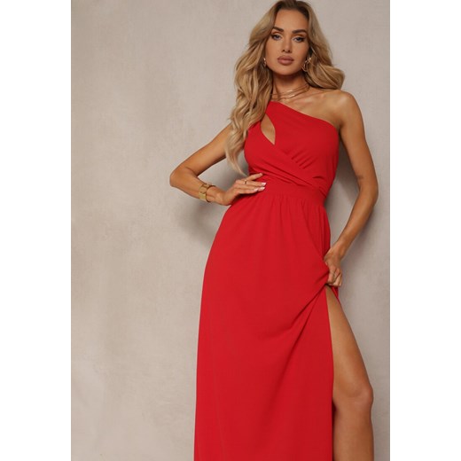 Czerwona Asymetryczna Sukienka Rozkloszowana Maxi Adavia Renee S wyprzedaż Renee odzież