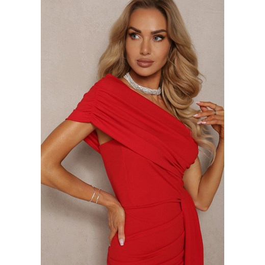 Czerwona Sukienka Maxi bez Ramiączek z Ozdobnym Trenem i Marszczeniem Kaliel Renee L promocyjna cena Renee odzież