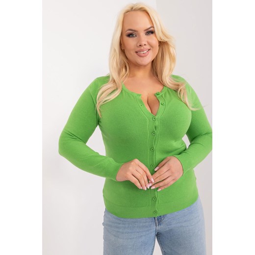 Klasyczny Sweter Plus Size Na Guziki jasny zielony ze sklepu 5.10.15 w kategorii Swetry damskie - zdjęcie 172195602
