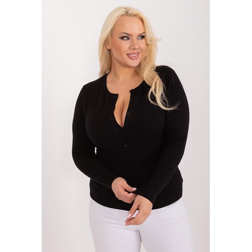 Klasyczny Sweter Plus Size Na Guziki czarny ze sklepu 5.10.15 w kategorii Swetry damskie - zdjęcie 172195624