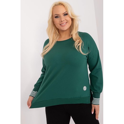Bawełniana Bluzka Plus Size ciemno zielona ze sklepu 5.10.15 w kategorii Bluzki damskie - zdjęcie 172195674
