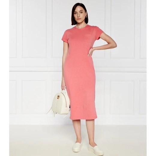 Sukienka różowa Polo Ralph Lauren na wiosnę midi prosta z krótkim rękawem