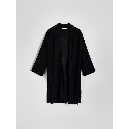 Reserved - Długi kardigan z wiskozą - czarny ze sklepu Reserved w kategorii Swetry damskie - zdjęcie 172197253