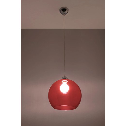 Szklana okrągła lampa wisząca E830-Bals - czerwony Lumes One Size Edinos.pl