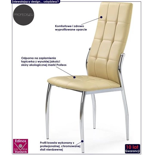 Krzesło nowoczesne pikowane Azrel - popielate Profeos One Size Edinos.pl
