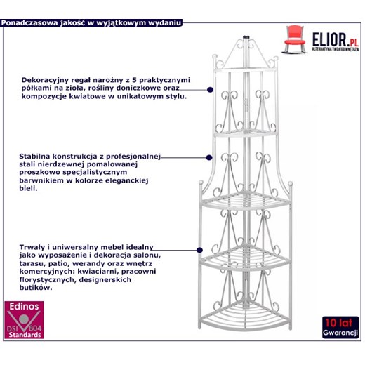 Biały metalowy stojak na rośliny - Ariss Elior One Size Edinos.pl