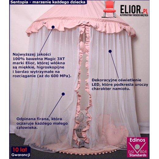 Różowo-biały baldachim dla dziewczynki - Sentopia 2X Elior One Size okazja Edinos.pl