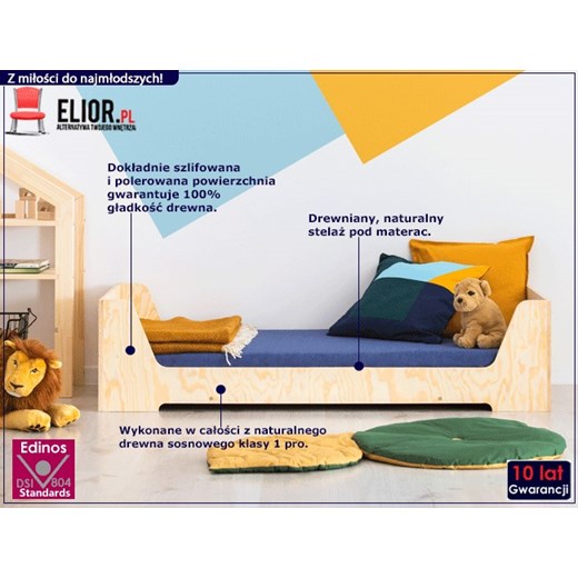 Drewniane łóżko dziecięce ze stelażem 16 rozmiarów - Filo 6X Elior One Size Edinos.pl