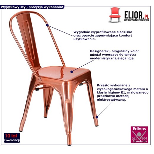Designerskie krzesło miedziane - Keby Elior One Size Edinos.pl wyprzedaż