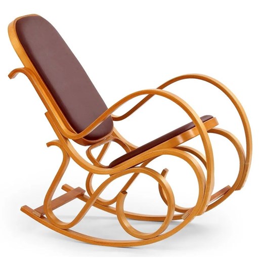 Drewniany fotel bujany w kolorze Olcha - Dixel ze sklepu Edinos.pl w kategorii Fotele - zdjęcie 172202832