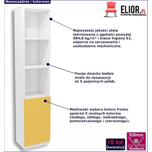 Biało-żółty regał dla dziecka Elif 11X - 3 kolory Elior One Size Edinos.pl