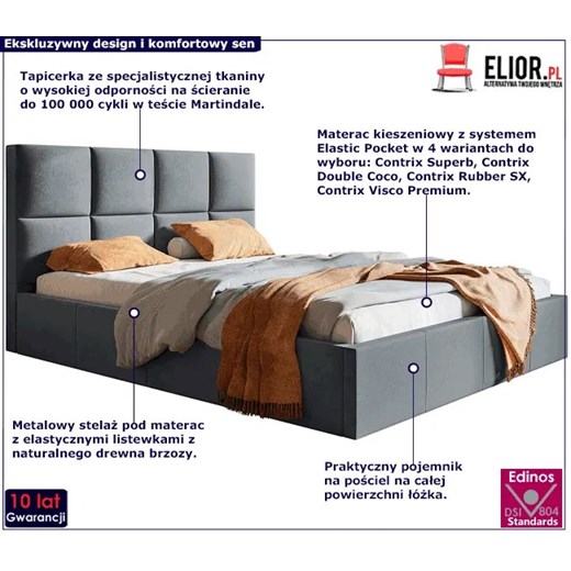 Podwójne łóżko ze schowkiem 160x200 Nikos 3X - 36 kolorów Elior One Size Edinos.pl