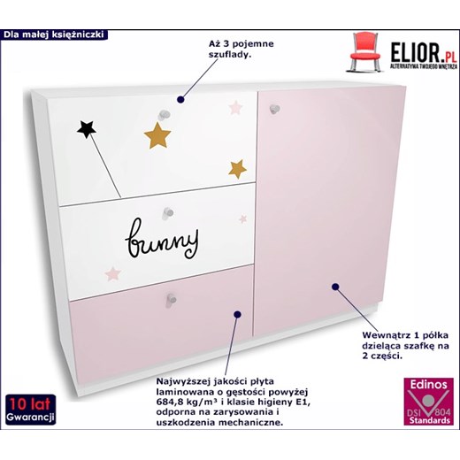 Dziecięca komoda z kolorowym nadrukiem Peny 5X - 2 kolory Elior One Size Edinos.pl