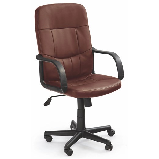 Brązowy skórzany fotel biurowy - Kramer ze sklepu Edinos.pl w kategorii Krzesła biurowe - zdjęcie 172203723