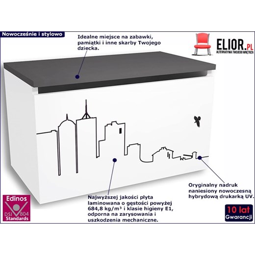 Biało-grafitowa skrzynia dziecięca - Timi 17X Elior One Size Edinos.pl promocyjna cena