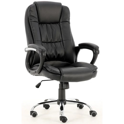 Czarny skórzany fotel biurowy obrotowy - Somel ze sklepu Edinos.pl w kategorii Krzesła biurowe - zdjęcie 172204553