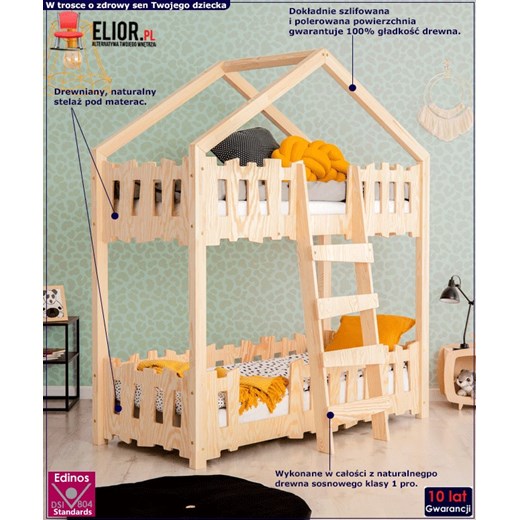 Dziecięce drewniane łóżko piętrowe ze stelażami - Zorin 5X Elior One Size Edinos.pl