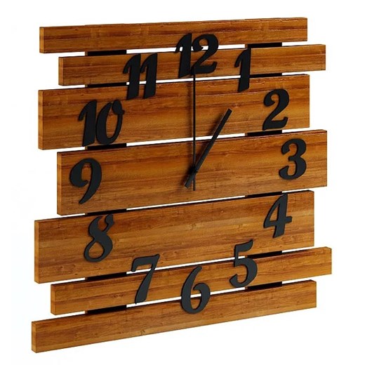 Drewniany zegar ścienny w kolorze orzecha - Samar ze sklepu Edinos.pl w kategorii Zegary - zdjęcie 172204912
