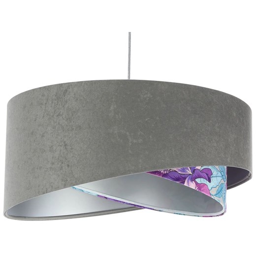 Szaro-fioletowa lampa wisząca z weluru - EXX06-Brezi Lumes One Size Edinos.pl