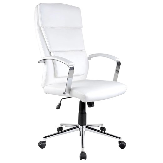 Obrotowy biały fotel biurowy z ekoskóry - Levan ze sklepu Edinos.pl w kategorii Krzesła biurowe - zdjęcie 172205941
