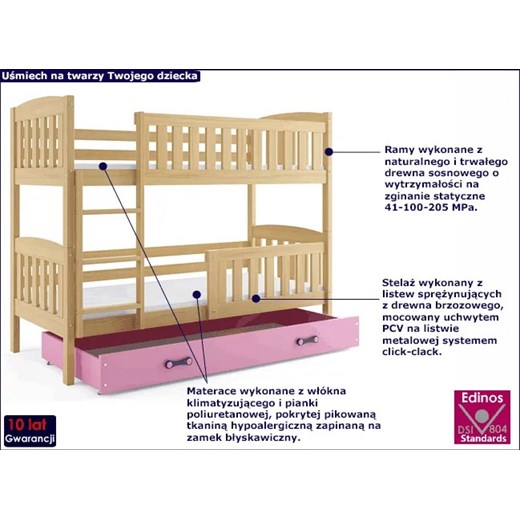 Drewniane łóżko dla dzieci z drabinką 80x190- Celinda 2X Elior One Size Edinos.pl