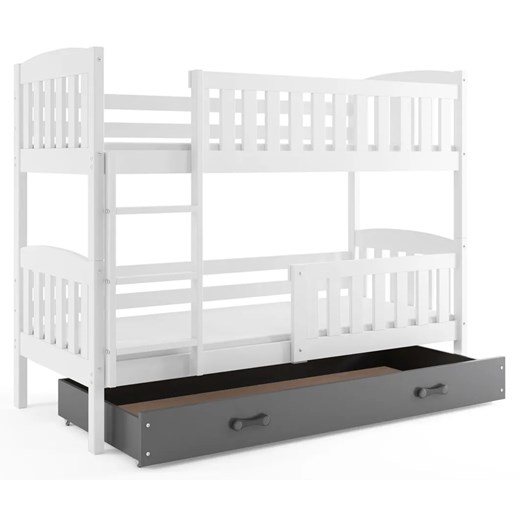 Drewniane łóżko dla dzieci z szarą szufladą 80x190 - Elize 2X Elior One Size Edinos.pl
