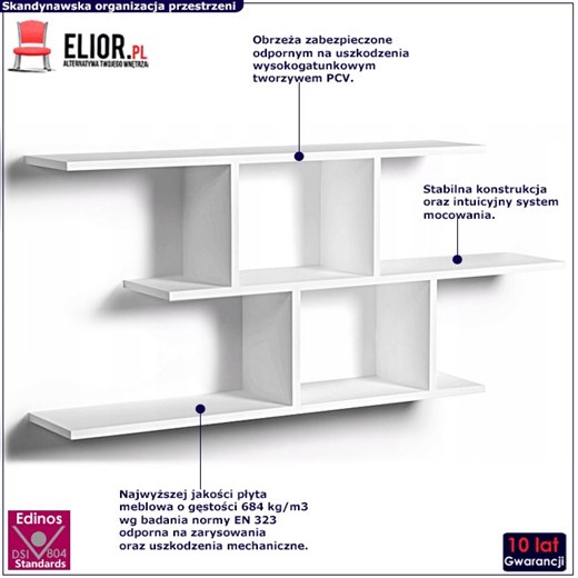 Biała skandynawska półka ścienna - Meggi Elior One Size Edinos.pl
