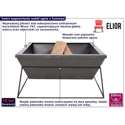 Kwadratowe palenisko ogrodowe na stelażu - Tummys Elior One Size Edinos.pl