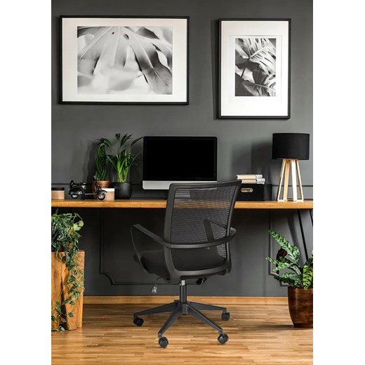 Czarny obrotowy fotel biurowy do komputera - Brexi Elior One Size Edinos.pl